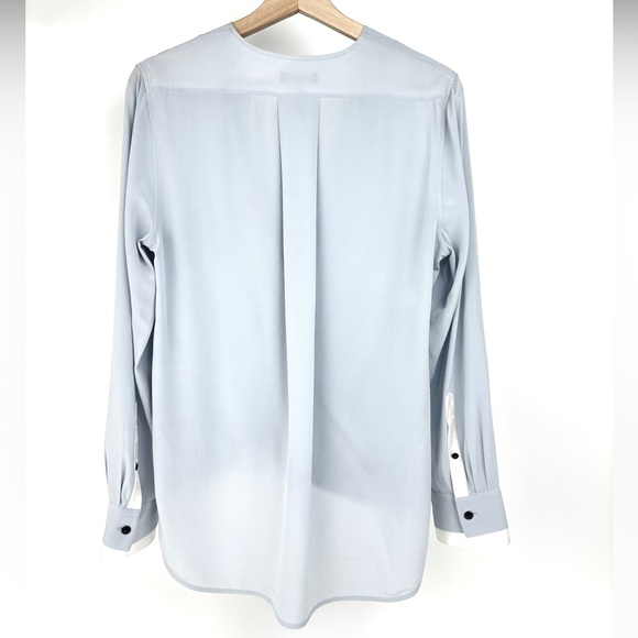 Rag & Bone Victor 100% Silk Draped Wrap Front Long Sleeve Blue Blouse Size M - Picture 2 of 13